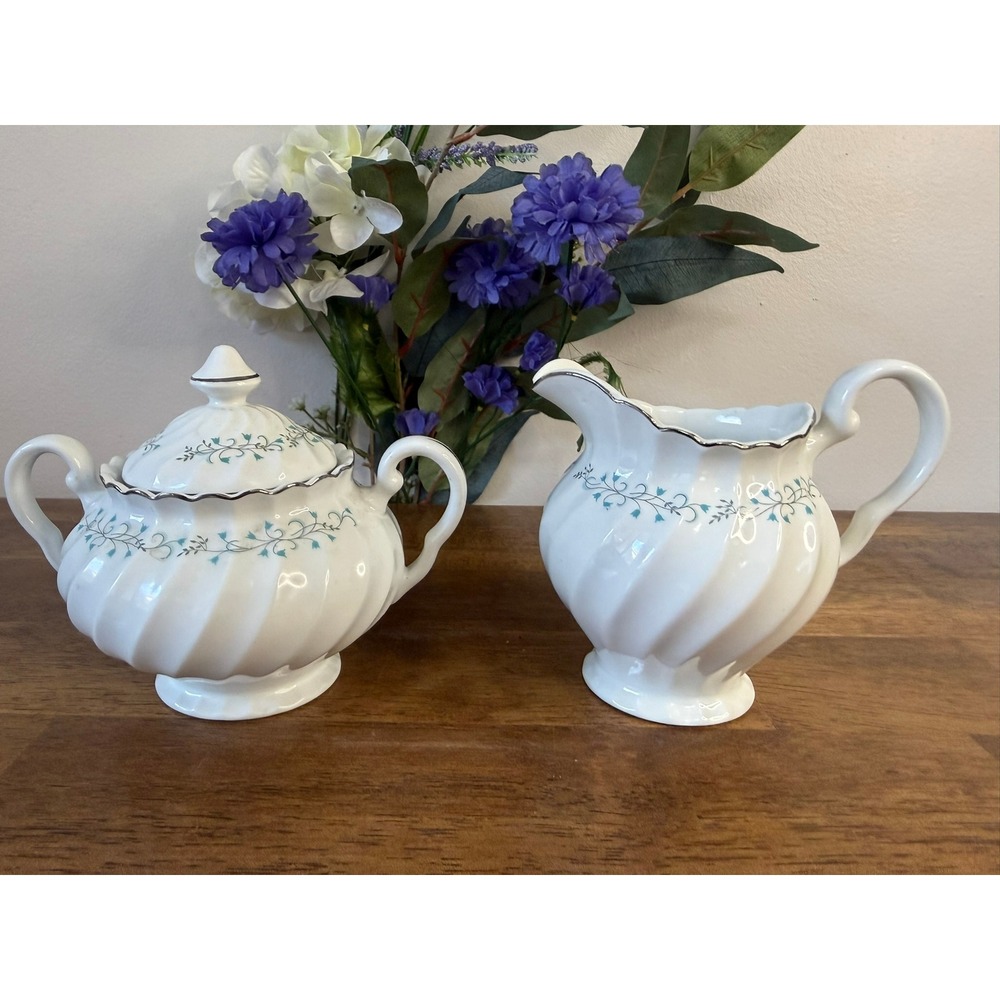 Johnson‎ Bros Snowhite Regency Creamer Sugar Bowl England Vintage Milk Sugar